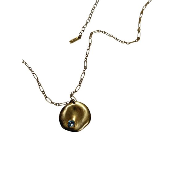Chan Luu Gold Over Sterling Mirage Coin Pendant Necklace 16-18" Blue Stone - Picture 7 of 8